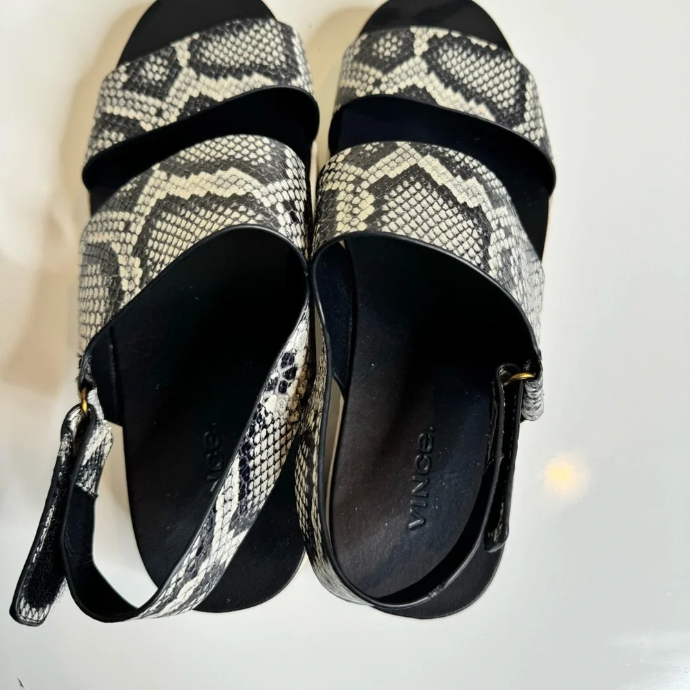 Vince Westport Wide Leather Snake Embossed Strap Platform Sanda eu 39